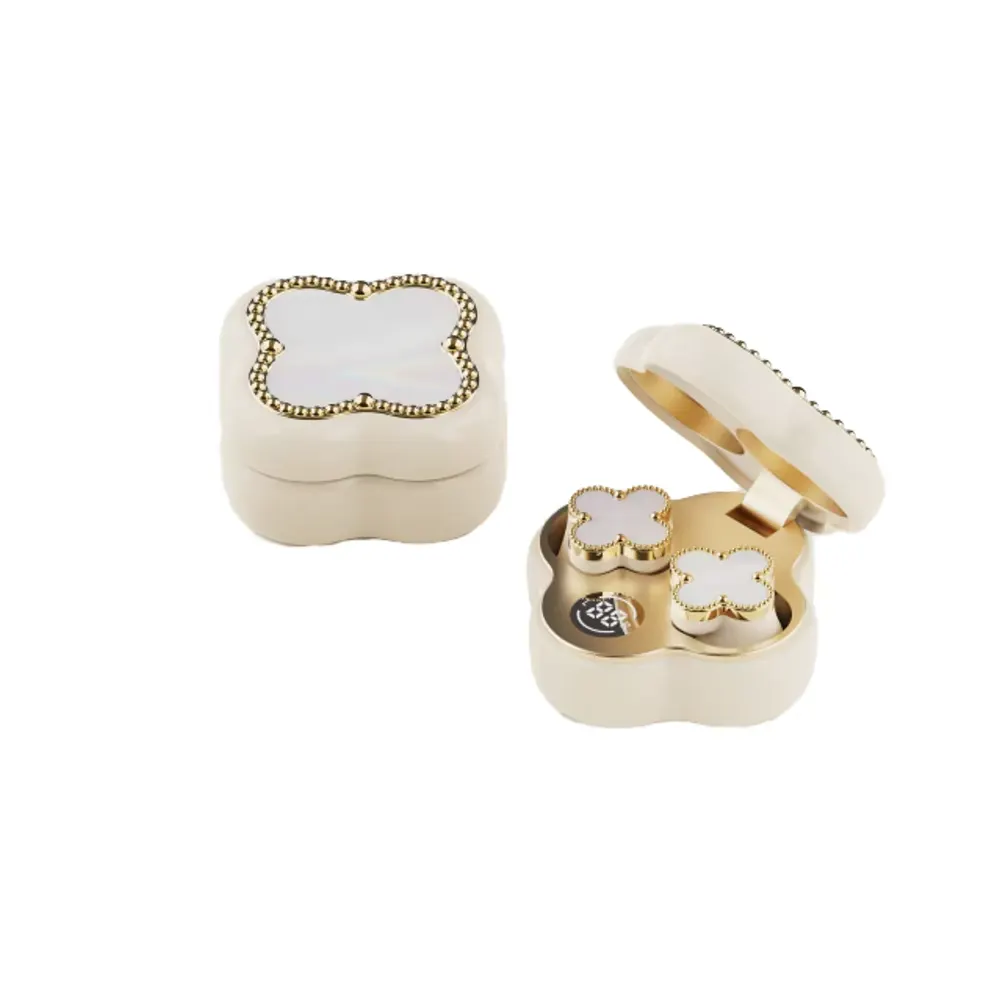 Luxury Clover Shape Wireless Bluetooth Earbuds with
Compact Charging Case
